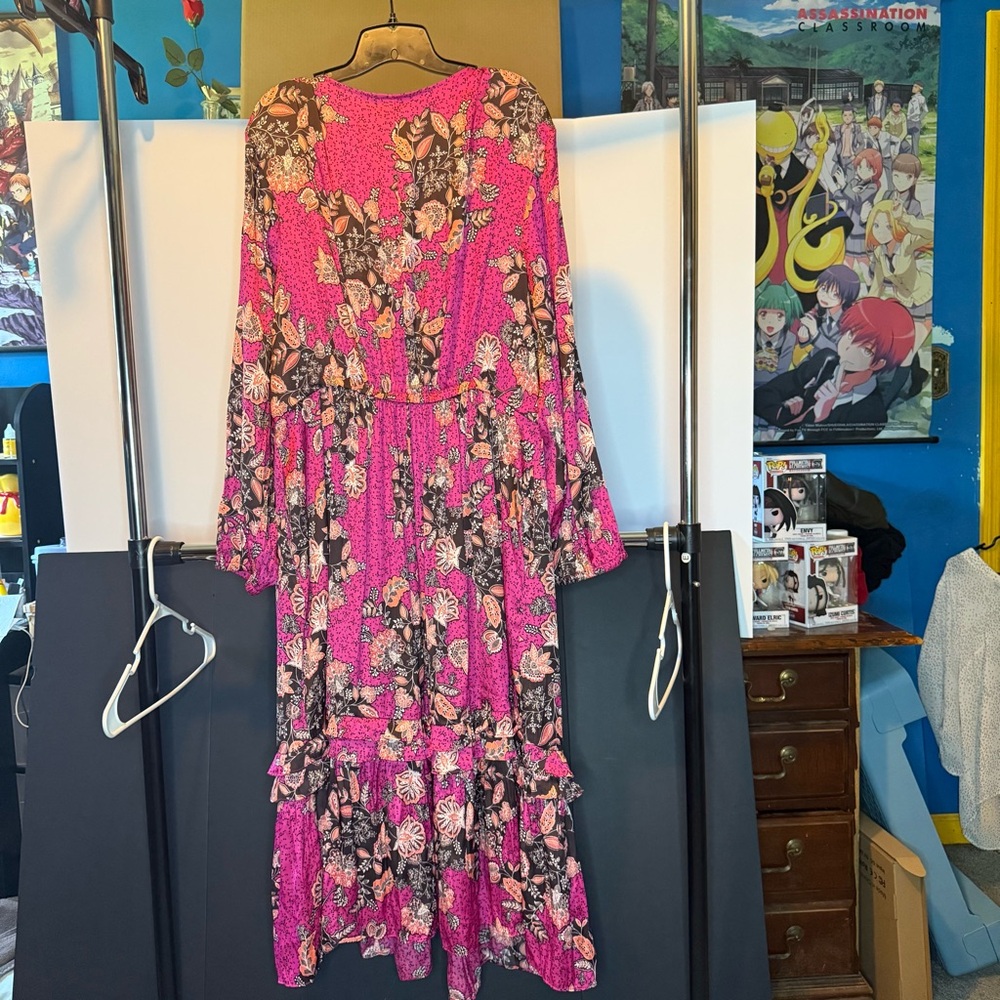 NWT Lane Brant Satin Tiered Ruffle-Detail Midi Dress Size: 22 - Picture 6 of 12